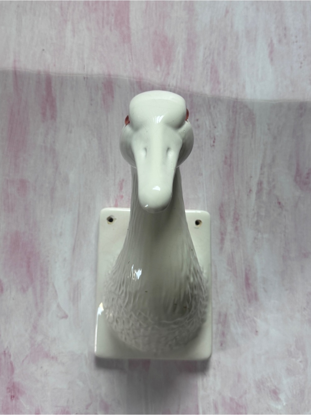 Vintage White Ceramic Duck Wall Hook